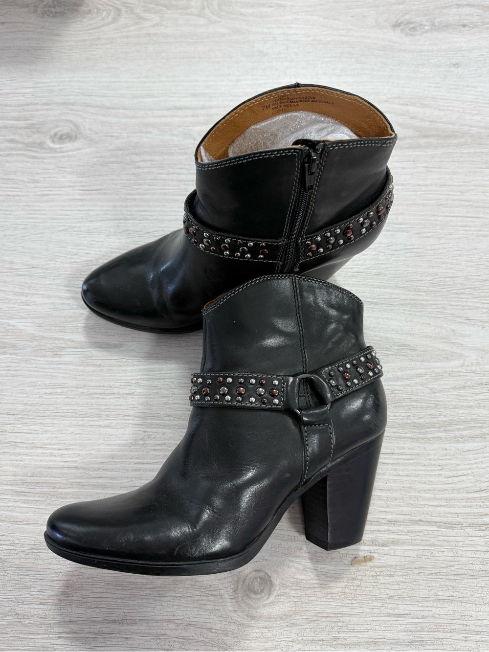 Sofft Black Stud-Trim Leather Ankle Booties
